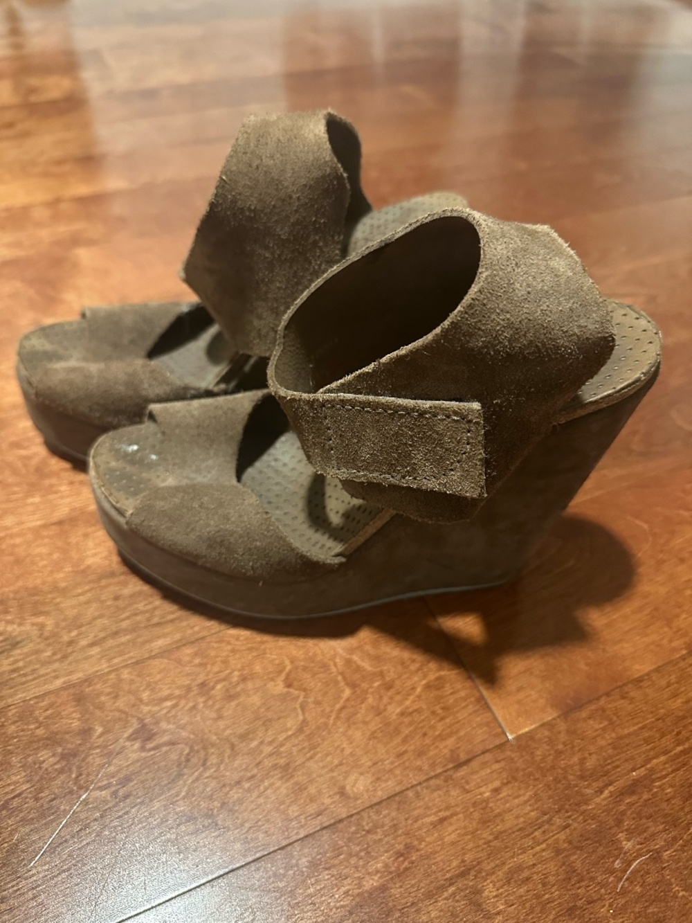Pedro Garcia Sandals Size 8 EU 38 Fortuna Taupe Brown Leather Wedge Platform